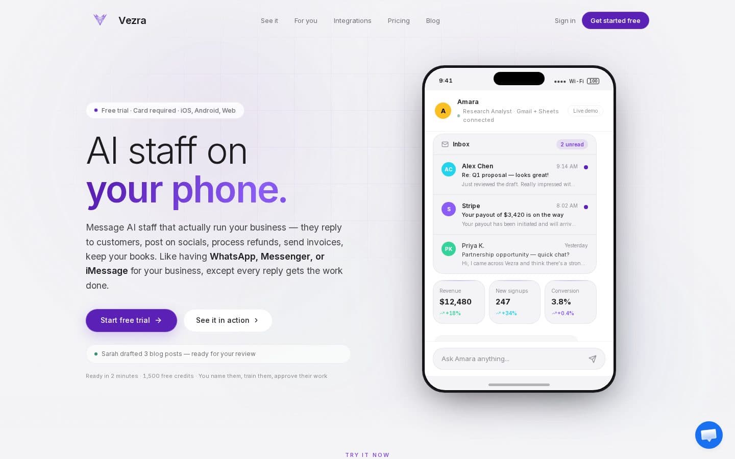 Vezra — multi-LLM AI workforce platform